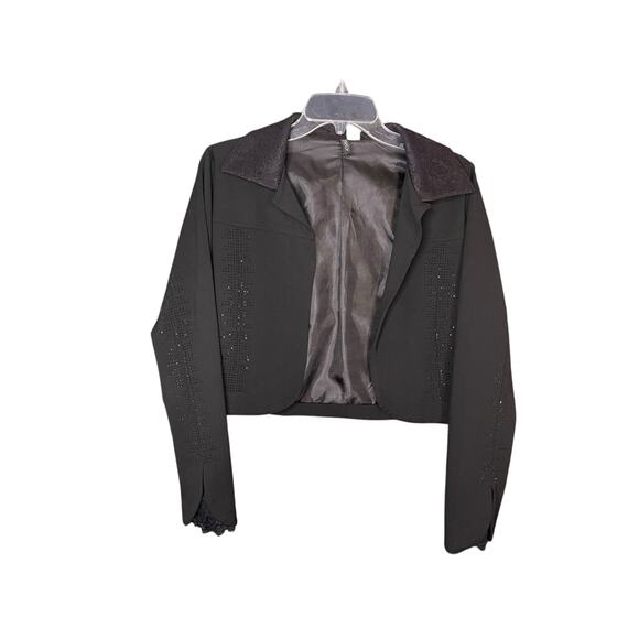 Ethyl Black Jacket/Blazer w/ Sparkles on Front and Lace on Sleeve Size Small - Picture 11 of 11